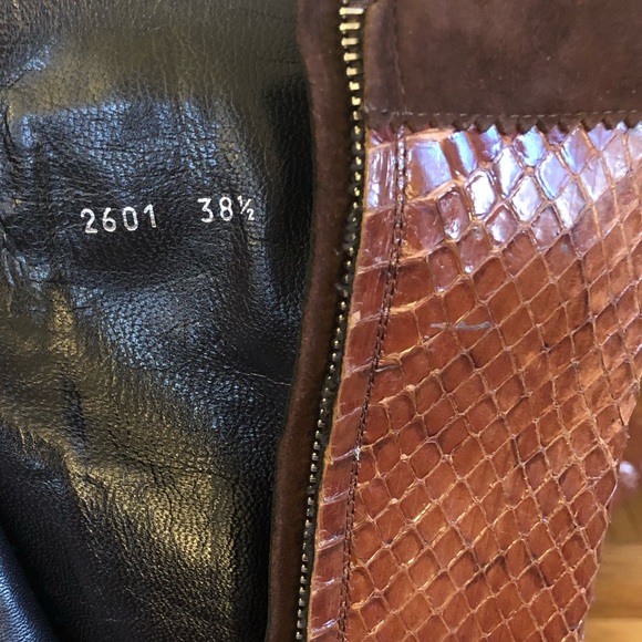 Dolce & Gabbana brown suede & snakeskin tall boots - Picture 8 of 8